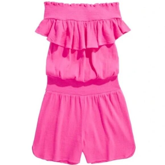 Vineyard Vines Pink Cotton Ruffle Romper Size XS - Picture 1 of 7